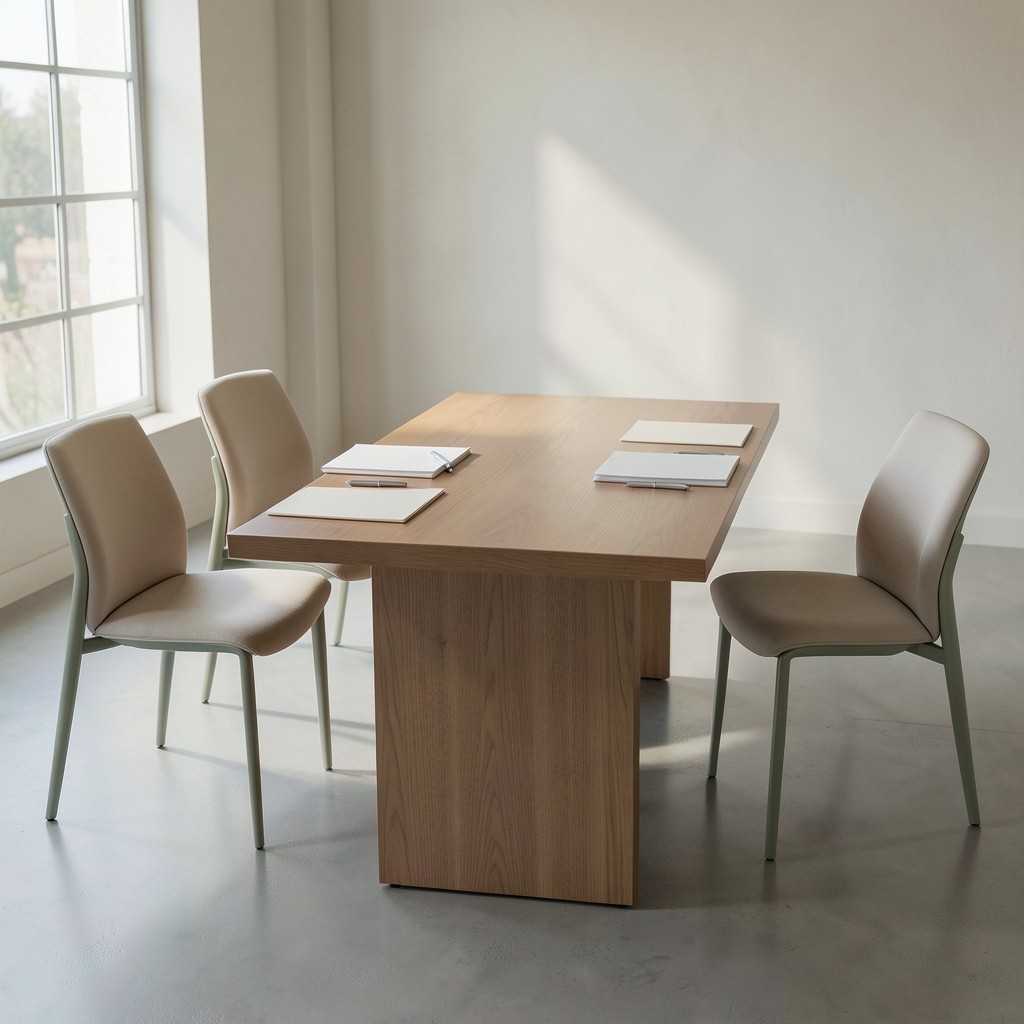 Simulacro de entrevista laboral con mesa y carpetas de evaluación